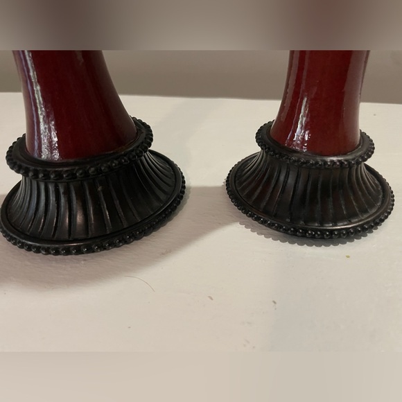 PartyLite Moroccan Spice Taper Candle Holders Ceramic 9 &” -  10.5” Pair Vintage - Picture 4 of 5